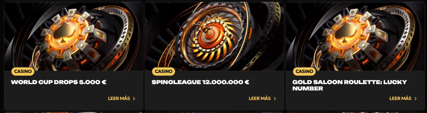 Spinsy Casino promociones con World Cup Drops, Spinoleague y Gold Saloon Roulette